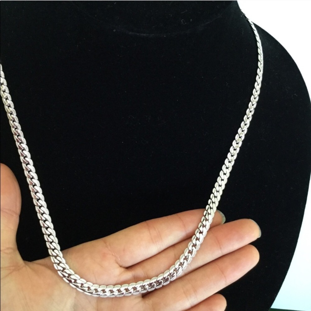 New Unisex 18K Real White Gold Plated Necklace